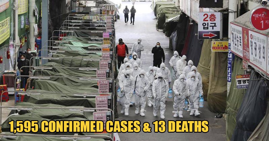 South Korea Records 334 More Covid-19 Cases, 1,595 Infected & 13 Reported Deaths - WORLD OF BUZZ