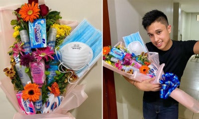 This Guy Made  Anti-Corona Bouquet Out Of Face Mask &Amp; Hand Sanitiser For Valentine'S Day - World Of Buzz