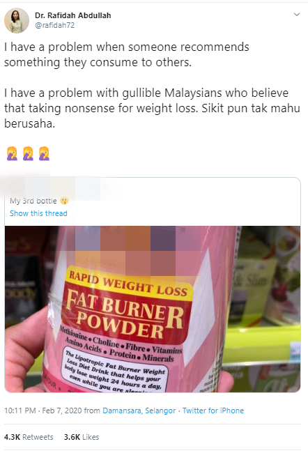 Doctor Slams Netizen For Suggesting False Weight Loss Advice, Insists That It Is Nothing More Than Baloney - WORLD OF BUZZ 6