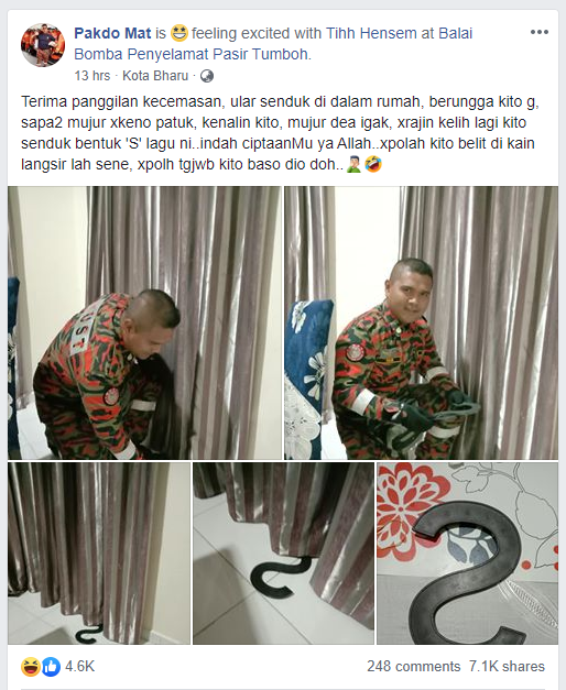 Kelantan Person Freaks Out After Finding 'Snake' Under Their Curtains, Turns Out To Be - World Of Buzz