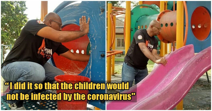 Kind Selangor Man Cleans Local Playground Himself To Protect Children From Coronavirus Infections - World Of Buzz