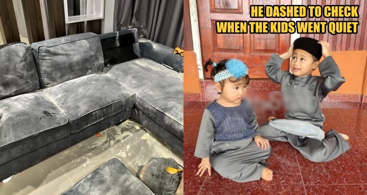 Terengganu Dad Leaves Kids Unattended, Only To Find Milk Powder Spilt All Over The Couch - World Of Buzz
