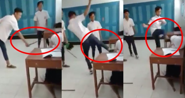 Watch: 3 Indonesian School Bullies Slap And Jump-Kick A Helpless Female Classmate - World Of Buzz 1