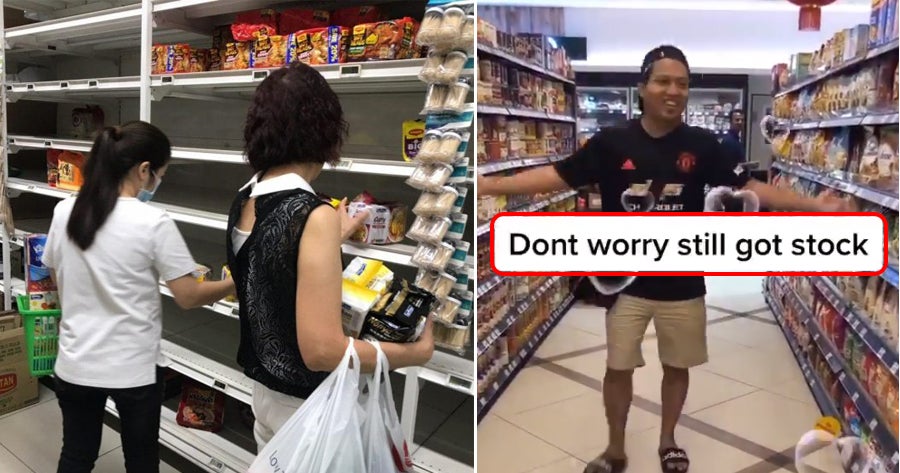 Watch: Man Dances In Front of Fully-Stocked Shelves in KL to Poke Fun At Kiasu S'poreans - WORLD OF BUZZ