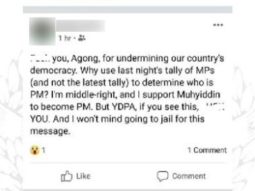 35yo Perak Man Arrested After Posting "F*ck You Agong" on FB Amidst Political Turmoil - WORLD OF BUZZ