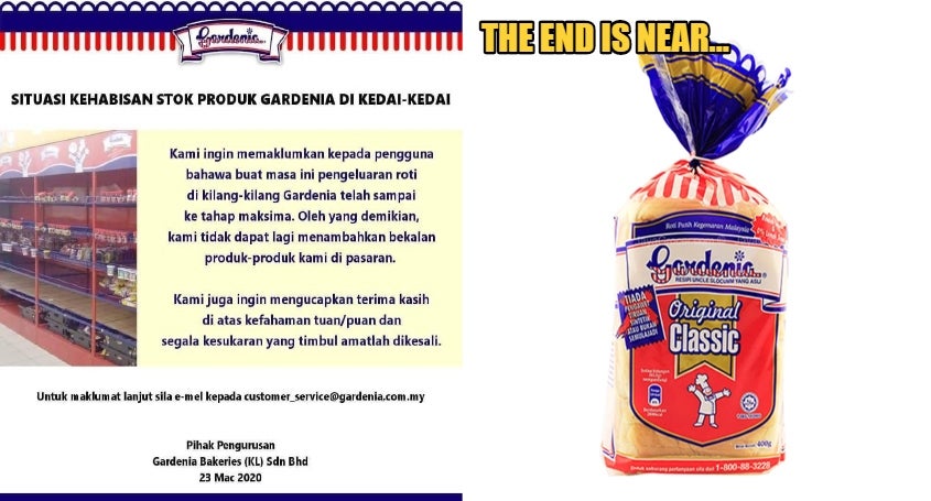 MCO: Gardenia Bread Announces No Restock As Factories Reach Maximum Capacity - WORLD OF BUZZ