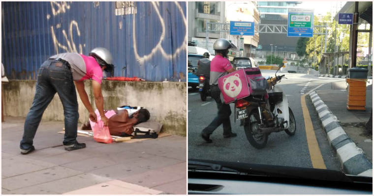 Kind Foodpanda Rider Leaves Food For Homeless Man Sleeping On The Streets Of KL - WORLD OF BUZZ