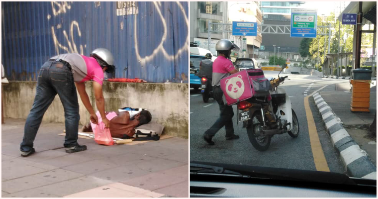 Kind Foodpanda Rider Leaves Food For Homeless Man Sleeping On The Streets Of Kl - World Of Buzz