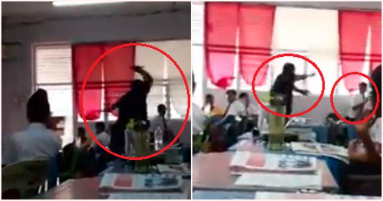 Netizens Are Divided Over This Video Of Teacher Raging At Student, Throwing Random Classroom Items At Him - WORLD OF BUZZ