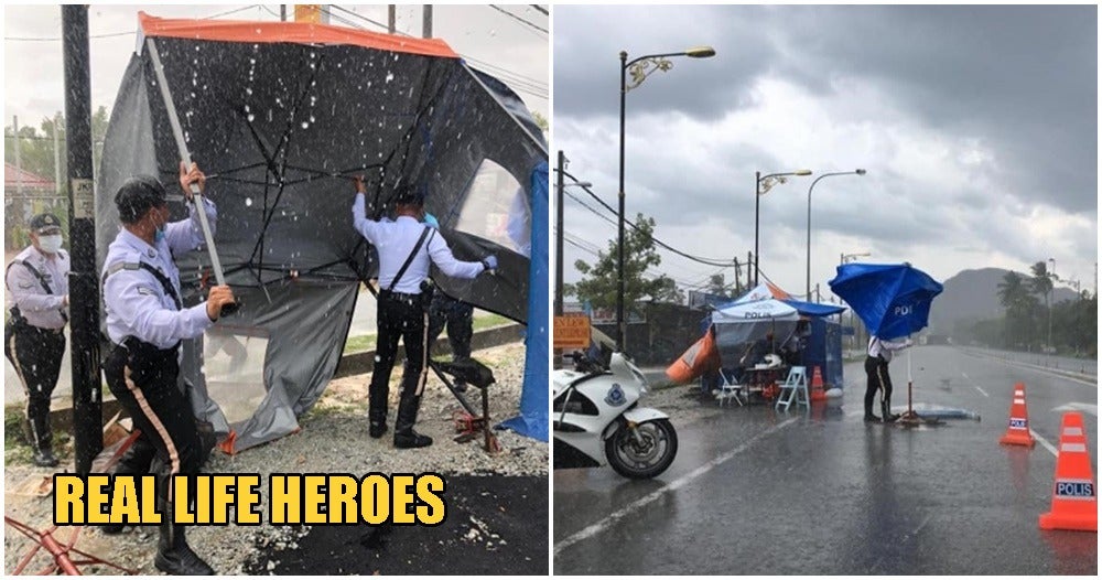 Rain Or Shine, Pdrm Officers Choose To Maintain Their Post Instead Of Celebrating Police Day - World Of Buzz 4