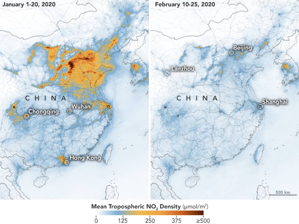 Satallite Images Show Pollution In China Clearing Up After Coronavirus Forces Factories To Close - World Of Buzz