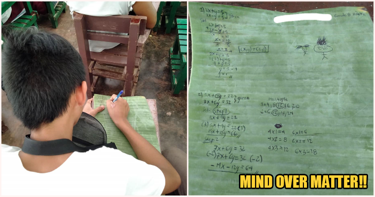 Underprivileged Boy Cannot Afford Notebook, Creatively Uses Banana Leaves To Copy Notes - WORLD OF BUZZ 1