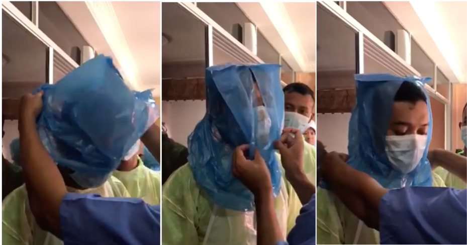 Viral Video Shows Heroic Front-Liners Using Normal Plastic Bags On Their Head For Protection - World Of Buzz 4