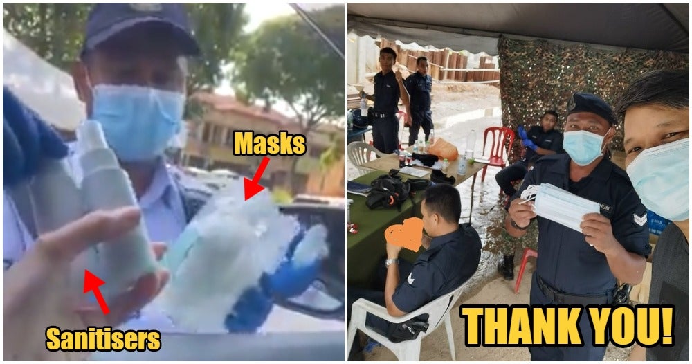 Watch: Selfless M'sians Give Out Masks & Sanitisers To Our Abang-Abang Polis - WORLD OF BUZZ 2