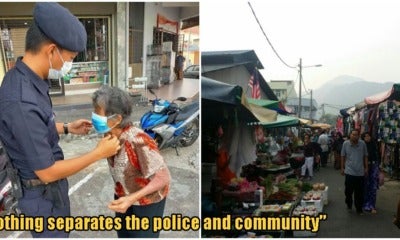 Heartwarming Photo Of Pdrm Officer Giving Elderly Woman A Facemask Restores Hope Amidst Bleak Period - World Of Buzz 2