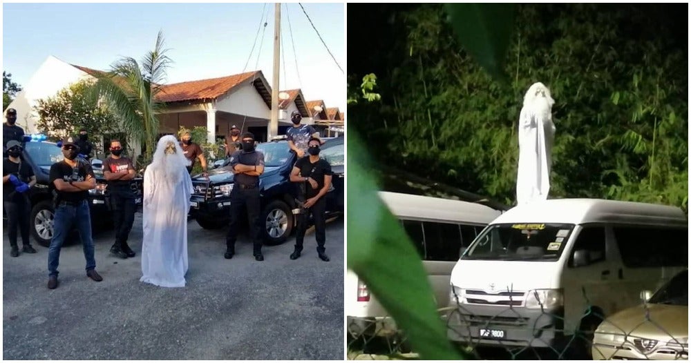 Terengganu "Ghost" Man Gets Appreciation From PDRM For Making Sure People Obey MCO - WORLD OF BUZZ