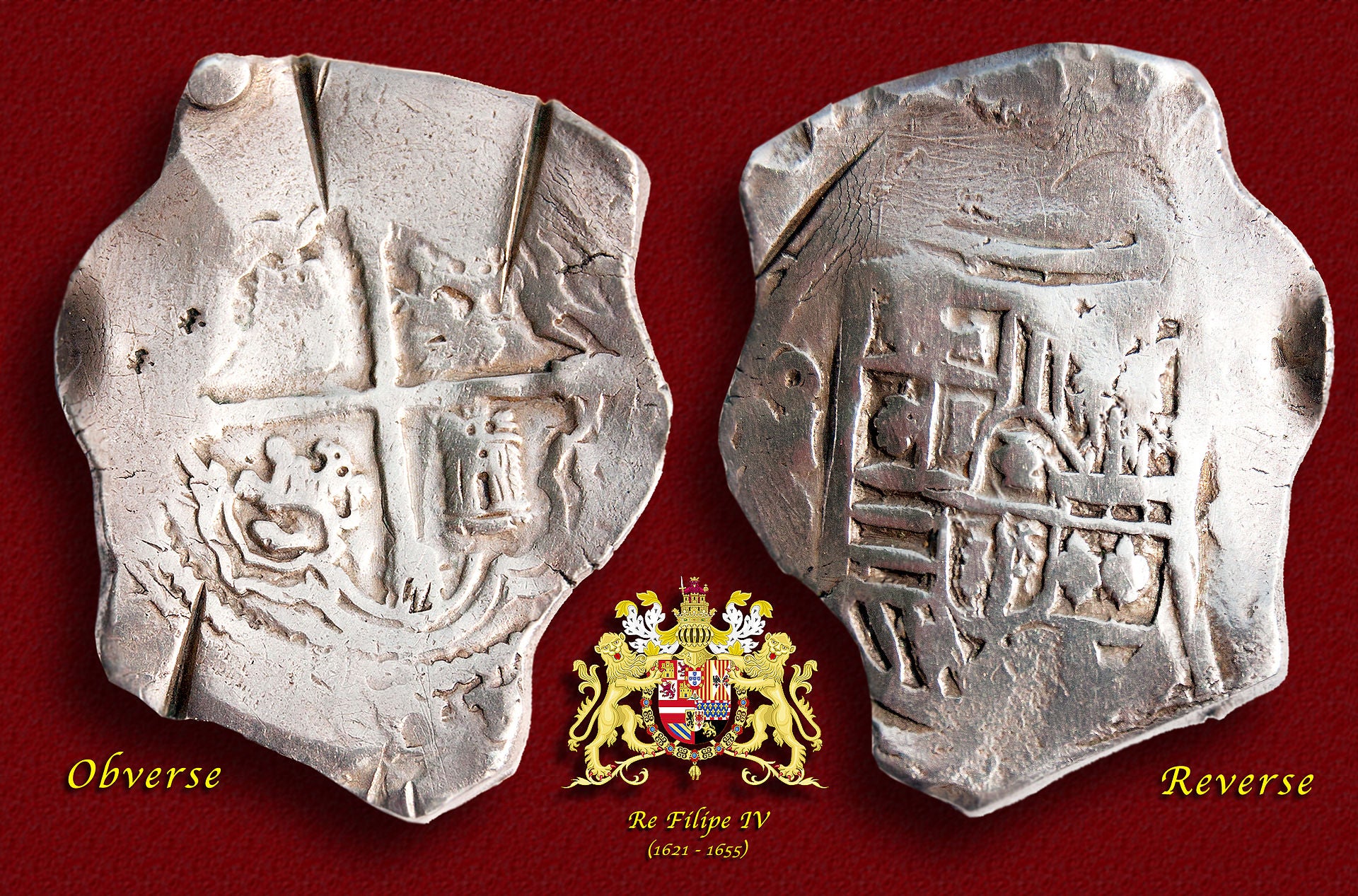 1920px 17th Century Spanish Treasure Silver 8 Reales Cob Coin