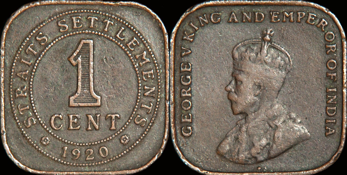 Straits Currency One Cent Coin 1920
