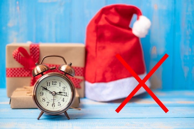 Retro Alarm Clock With Merry Christmas Gift Box Present Santa Claus Hat 42256 725