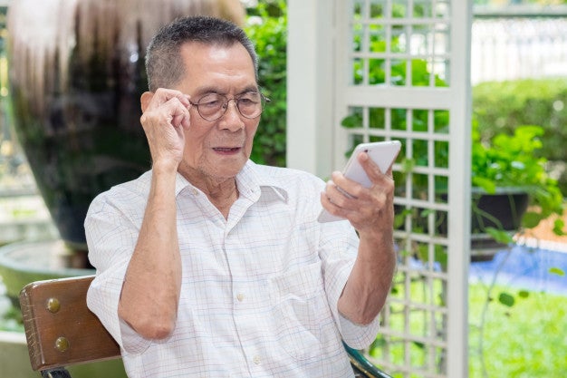 old asian man phone