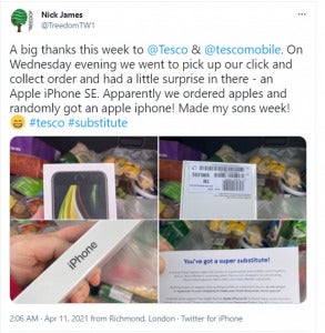 2021 04 19 13 17 27 Nick James on Twitter A big thanks this week to @Tesco amp @tescomobile. On