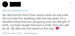 2021 05 17 14 56 16 1 Lea Streliski On Twitter @Drnadiachaudhri My Dad Lost His Mom From Cancer