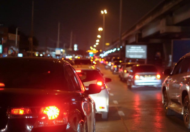 traffic jams city with row cars road night 62867 16