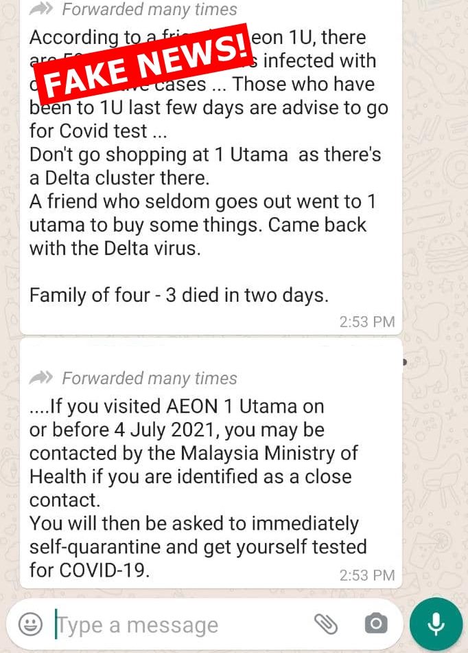 1 utama fake news on delta cluster