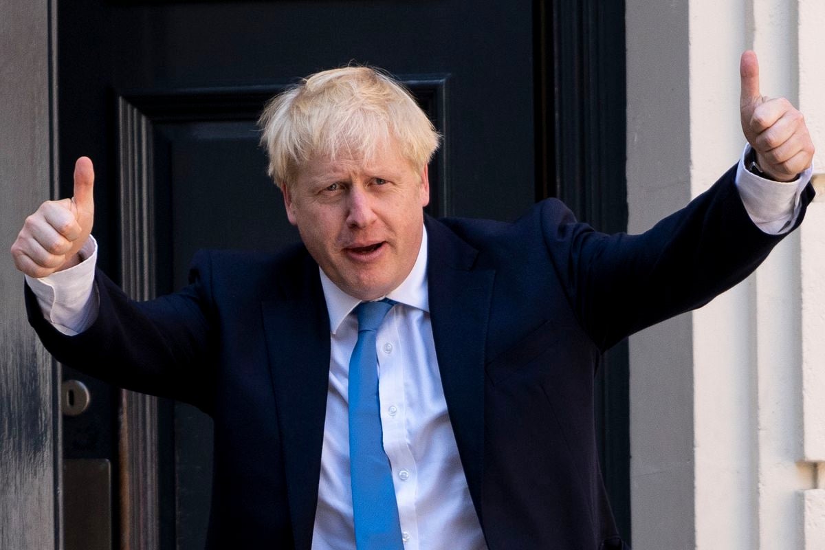 Boris Johnson showing thumbs up
