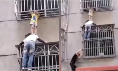 China Woman Help Toddler Hanging From Window Ft