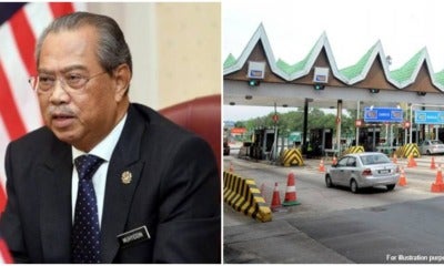 Malaysian Prime Minister Muhyiddin Yassin And Malaysian Highway Toll Plaza