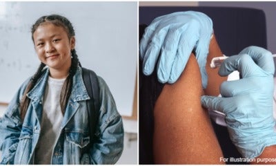 Asian Teen With School Bag And Person Getting Vaccinated 1