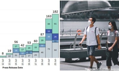 Covid 19 Bar Chart Singapore And Singaporean Couple Walking