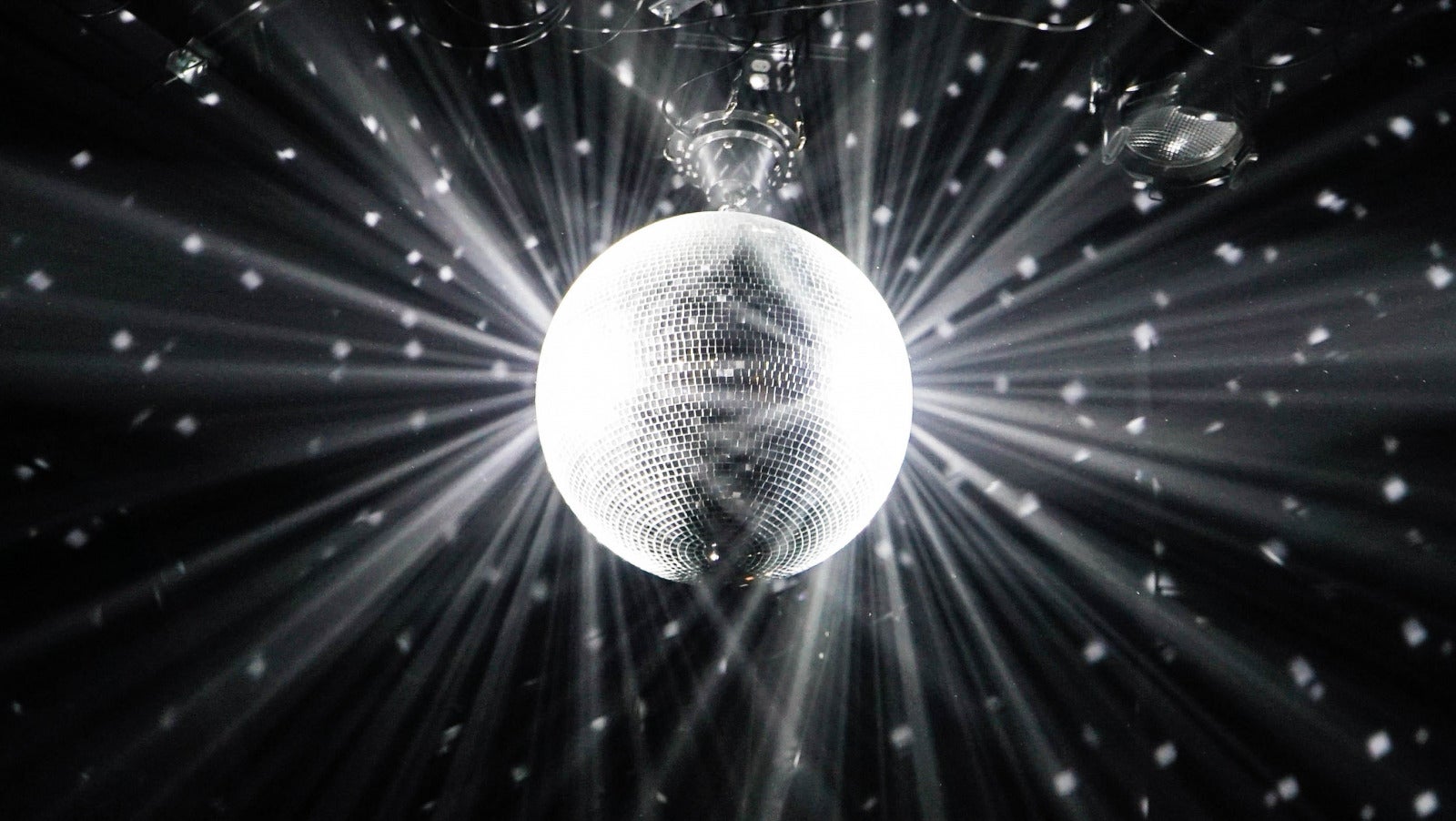 disco ball shining with white light