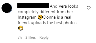 netizen commenting on how donna karan ig picture on vera wang