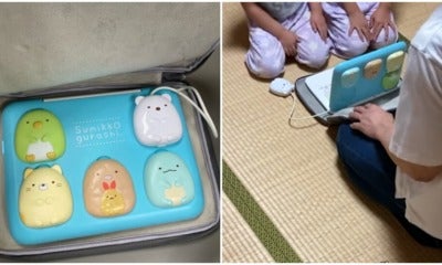 Japan Dad Bring Children Laptop To Work Meeting