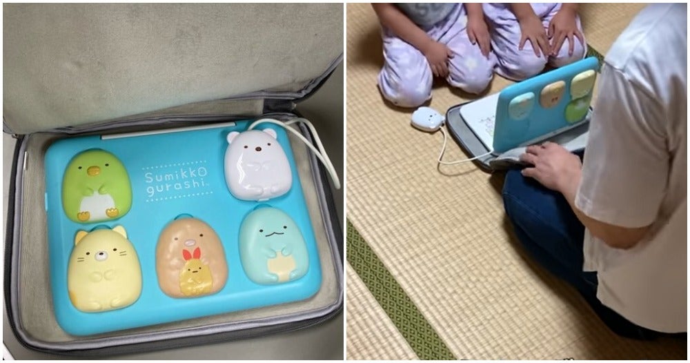 Japan Dad Bring Children Laptop To Work Meeting