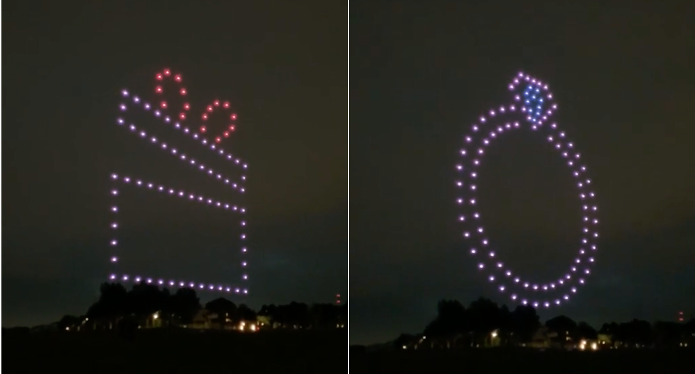Drone marriage proposal in Singapore
