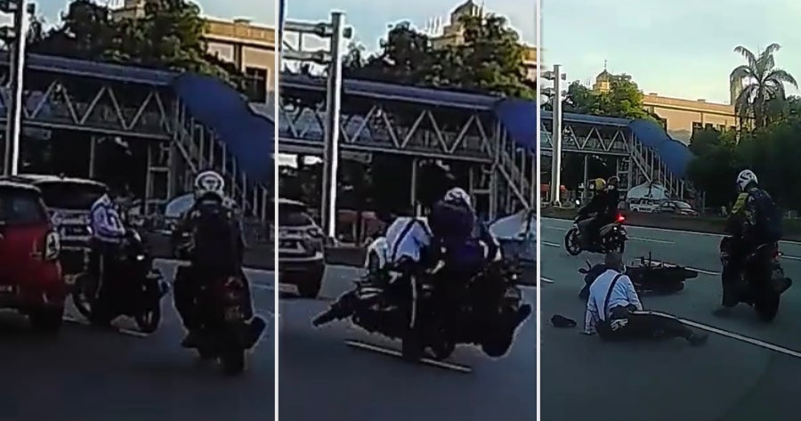 rider hits abang polis lol