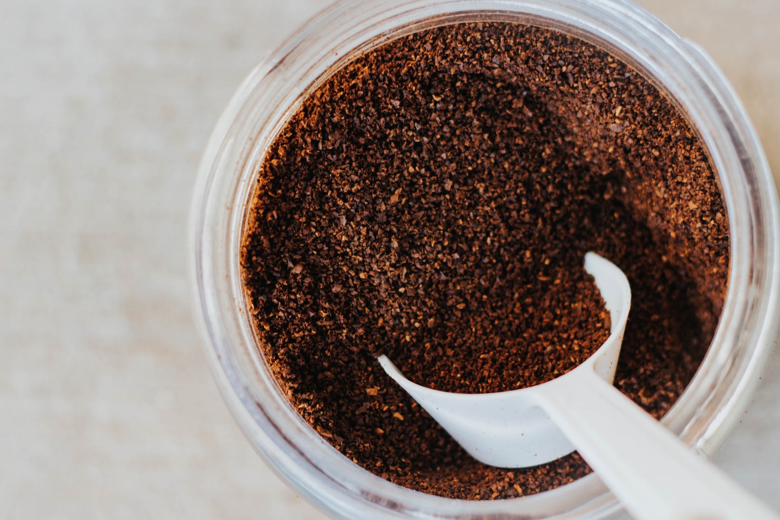 coffee grounds in a a jar