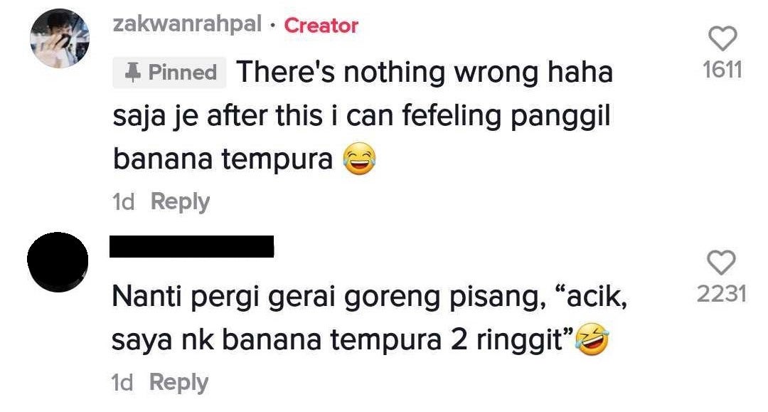 netizens comment on banana tempura 1