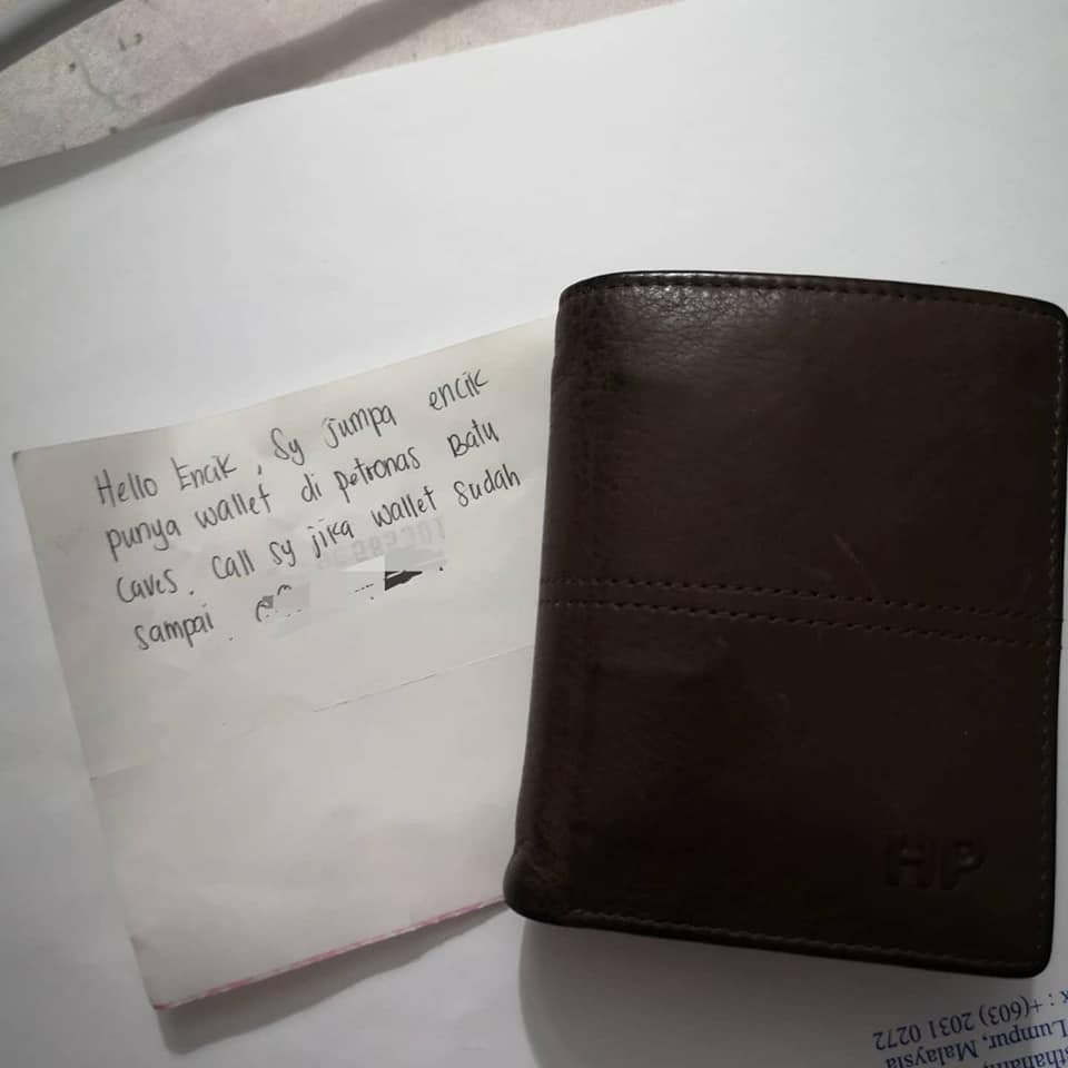 note with lost wallet
