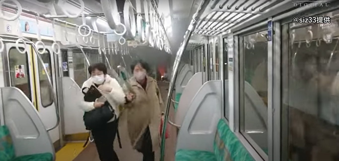 Train Passengers Running From Joker Impersonator 1