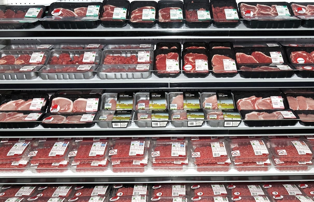meat in supermarket