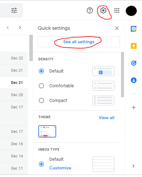 settings e mail