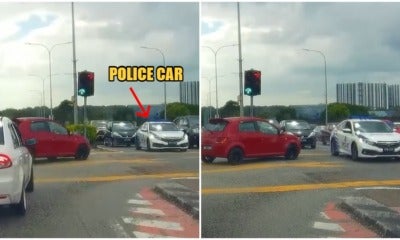 Beat Red Light Come Face To Face With Police Car