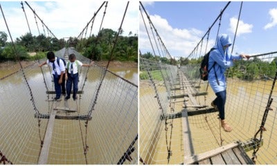 Students Crossing Dangerous Bridge To Get To School