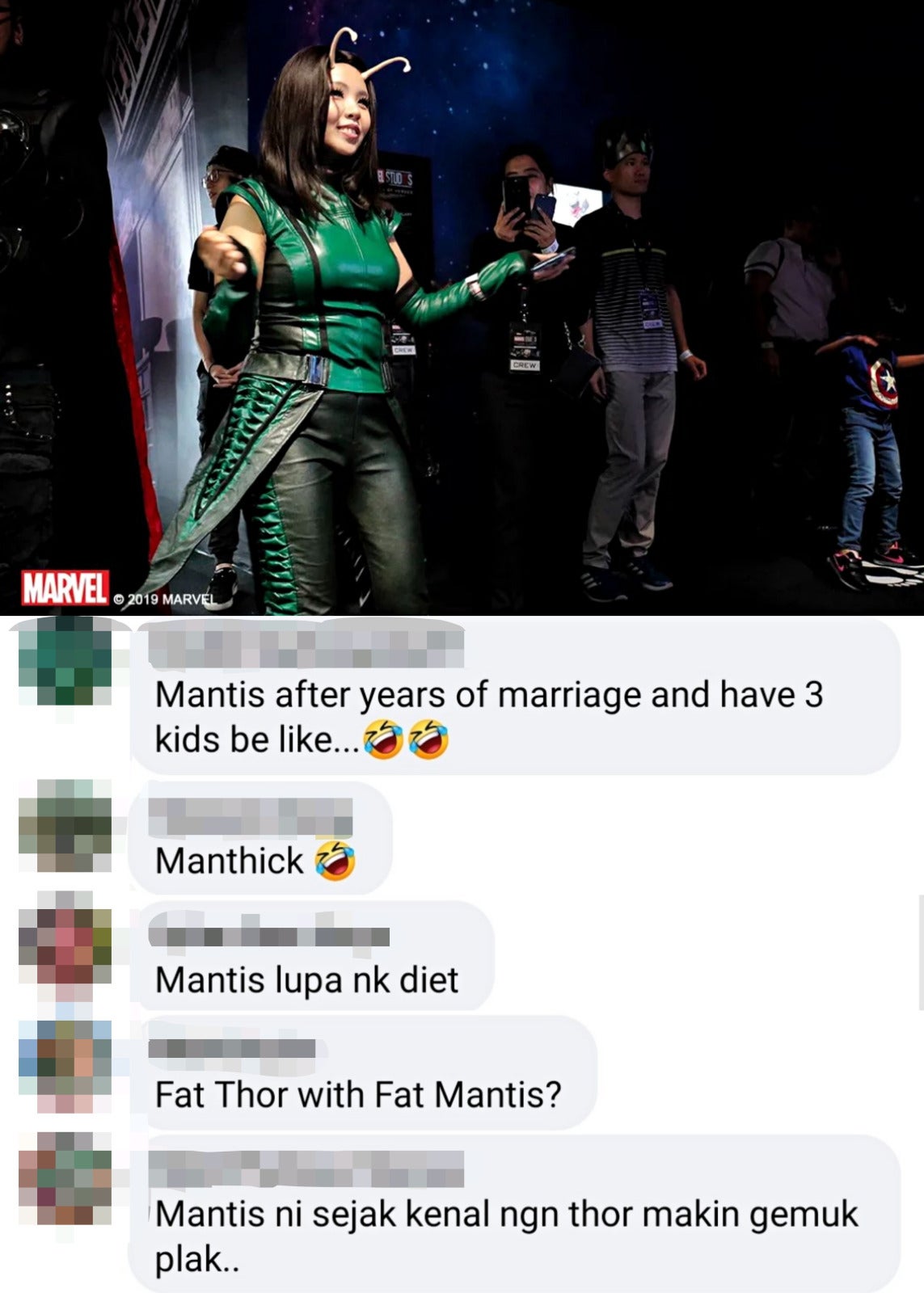 Micho as Mantis photo posted at Marvel FB