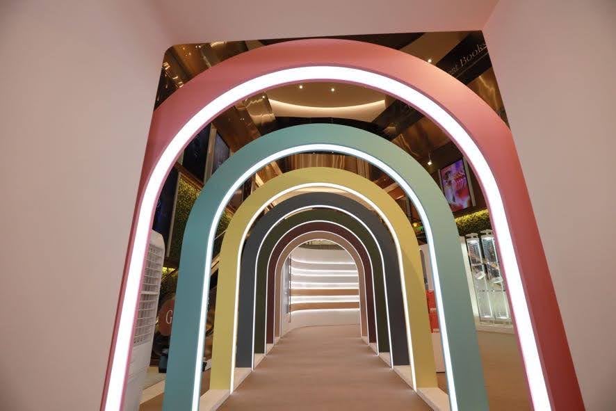A colourful tunnel representing the many colours of CALLIEs masks