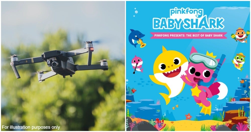 drone playing baby shark